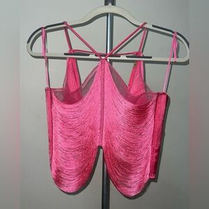 Cult Gaia Quella Fringed top in pink